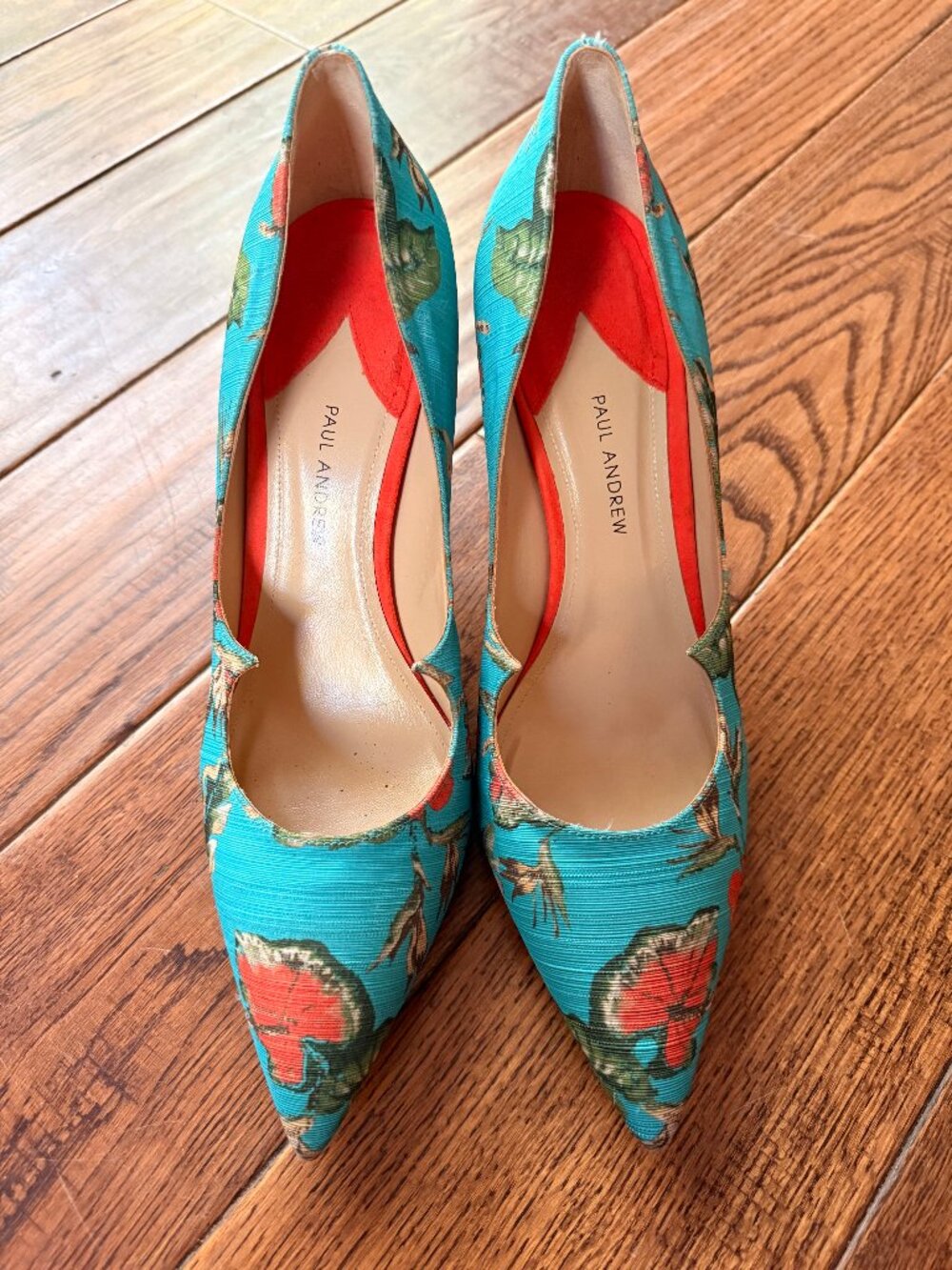 Paul Andrew Botanical floral w/Orange Accents -Handcrafted in Italy Size 10.5